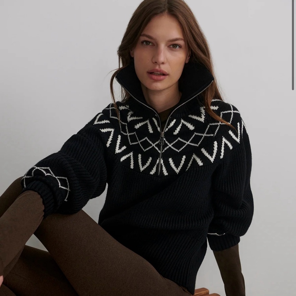 NWT VARLEY SIGRID FAIRISLE HALF-ZIP SWEATER